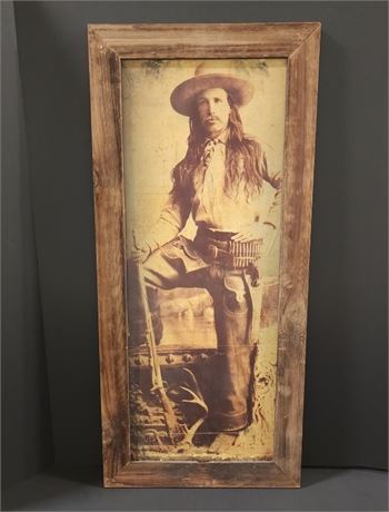 MT Artist Wood Frame 18-1900's CowboyVintage Print Repro - 15x32