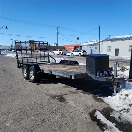 16' Tandem Trailer w/ 5' Drop-Down Ramp/New Rear Axle/Storage Box for Tire