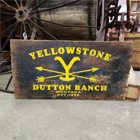 Mt Artist Wood Dutton Ranch Repro Wall Hanger - 34x17