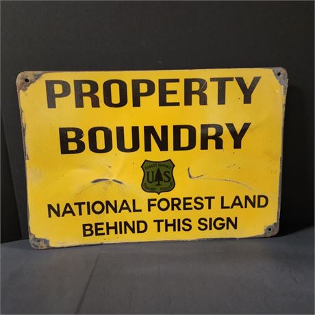 Artist Repro Property Boundary National Forest Metal Sign - 18x13