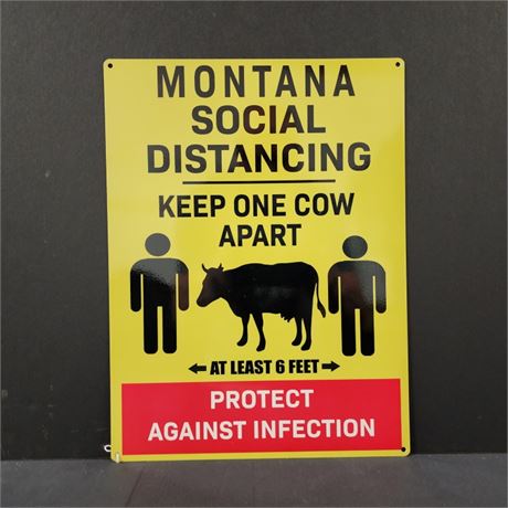 Metal MT Social Distancing Repro Sign - 12x16