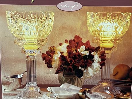 NIB Crystal Candle Holder Pair