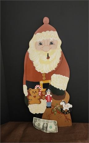 Large Hand Painted Santa Wall Hanger - 10x24