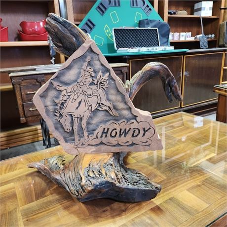 Driftwood & Stone "Howdy" Door Stop Greeter - 15x11