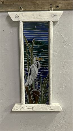 Stained Glass Marsh Bird Wall Hanger - 23x12