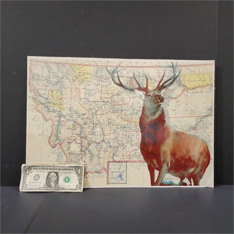 Artist Reproduction Elk in MT Sign - 19x13