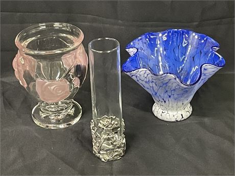 Assorted Home Accent Decor Items- Vase, Polish Blown Glass Bowl