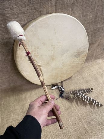 Native American Drum & Stick - 20" Diameter