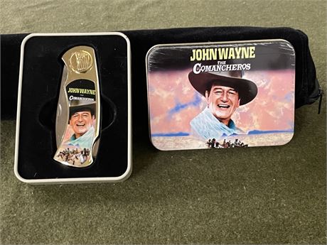 Collectible John Wayne Comancheros Folding Knife with Case