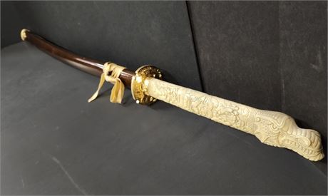 40" Dragon Handle Samurai Sword with Wood Sheath