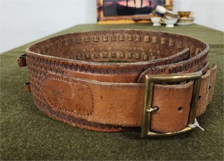 Tooled Leather 25 Round Ammo Belt...32sz