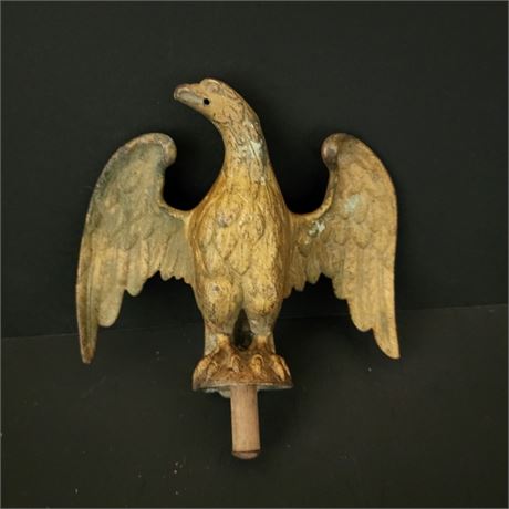 Vintage Brass Eagle Flagpole Topper, 8" Wing Span