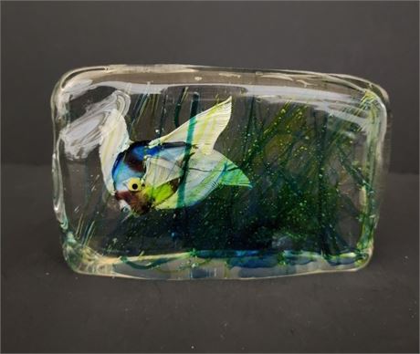 Tropical Fish In Glass Paperweight