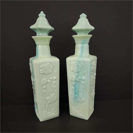 Antique Sake/Cordial Bottle Pair, 12" tall