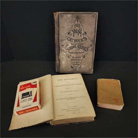 Antique Religious Books and Card Deck