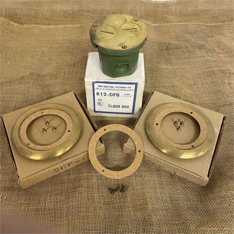 Brass Floor Outlet Box w/ Trim Rings