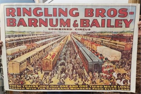 Vintage Ringling BRos-Barnum & Bailey Circus Poster, 36x24