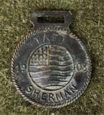 Antique 1908 Taft/Sherman Campaign Medal