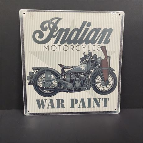 Metal Indian Motorcycle Repro Sign (Repro by MT Artist) - 12x12