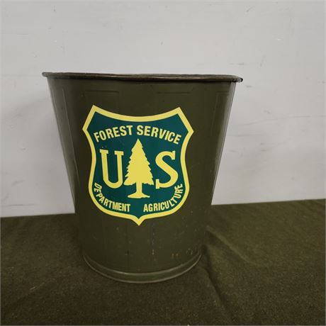 Metal US Forest Service Trash Can (Repro by MT Artist) - 14"⬆️