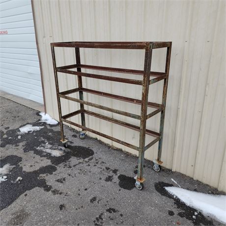 3 Tier Rolling Steel Shop Rack - 4'x15"x52"