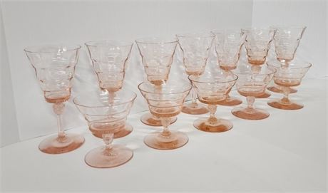 Vintage Heisey Pink Depression Glass Water Goblet/Dessert Glass