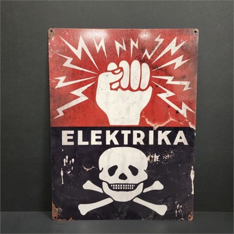 Metal Danger Elektrika Sign (Repro by MT Artist) - 12x16