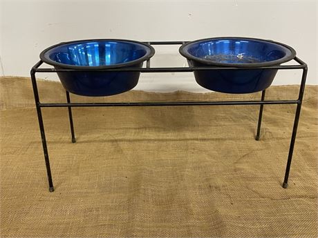 Dog Feeder Bowls w/ Stand - 23x10x12