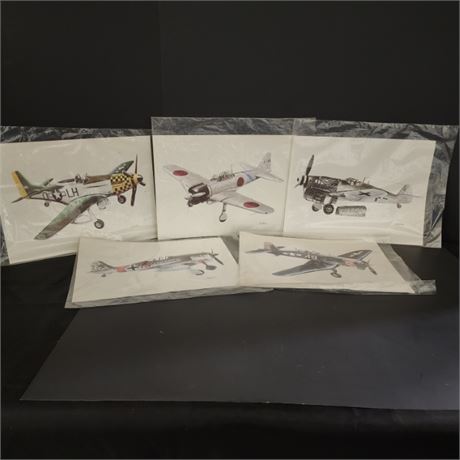 Vintage Fighter Plane Prints By John Batchelor - 12"x9"