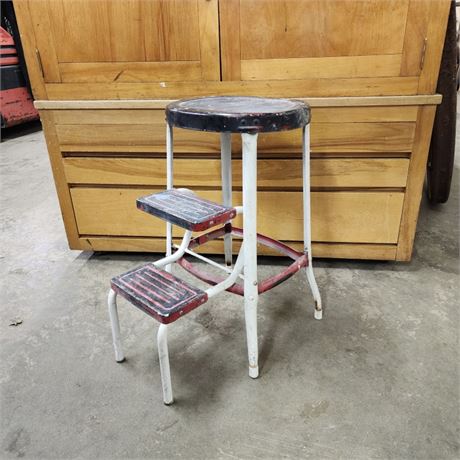 Antique Metal Kitchen Step Stool