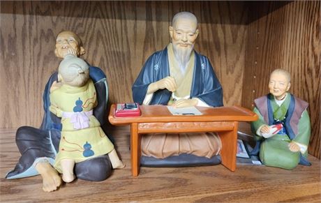 Vintage Hakata Urasaki Ceramic Doll Trio