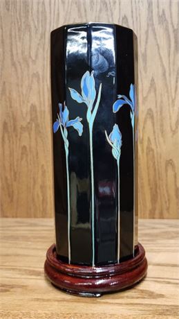 Japanese Otagiri Hand Painted Porcelain Iris Vase...10" Tall