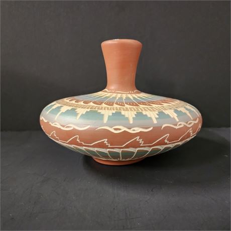 Genuine Navajo Pottery Bottle by Linda Wilson