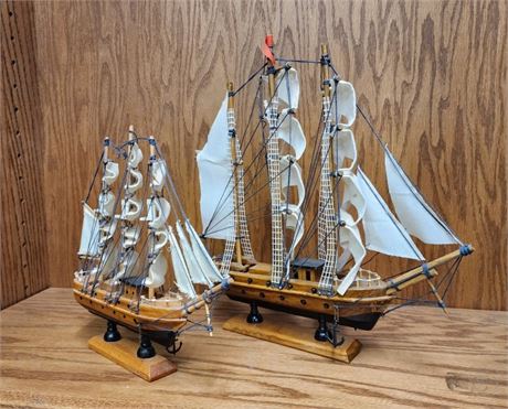 Collectible Wood Sailing Ship Pair