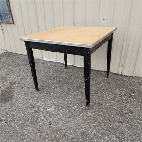 Retro Wood Leg Square Table with Veneer Top