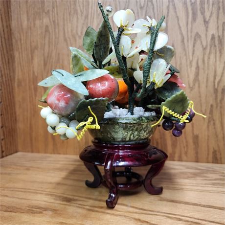 Beautiful All Glass Flower Arrangement with Stone Planter