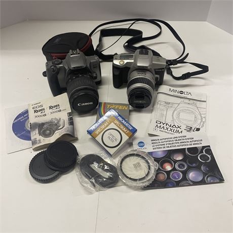 Minolta Maxxum # DATE SLR + Cannon EOS Rebel SLR Cameras