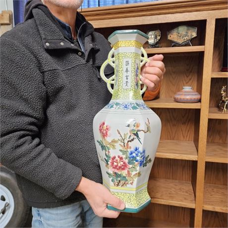 Huge Hand Painted Taiwanese Vase...8x23