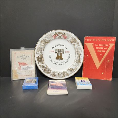 Vintage Bicentennial Plate & Patriotic Items