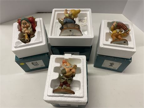 4 Walt Disney Snow White Dwarfs w/ Certificates of Authenticity, $95-$125 Each