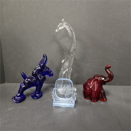 Vintage Heisey Glass Figurine Trio