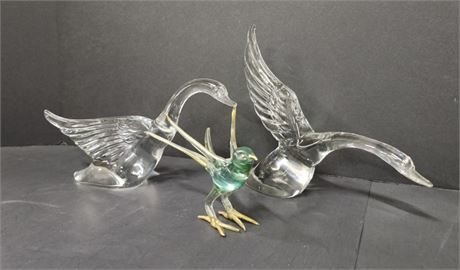 Vintage Heisey Glass Figurine Trio