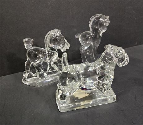 Vintage Heisey Glass Figurine Trio