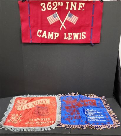 Camp Lewis Banner (27x14) & Mother's War Handkerchief