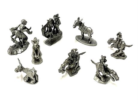 Rawcliffe Pewter Figurines - Cowboys & Horses Set