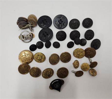 Assorted Vintage Navy Buttons & Pins
