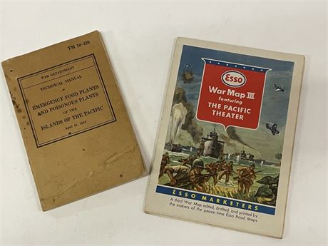 Vintage Soldiers Emergency Book & Pacific Theatre War Map