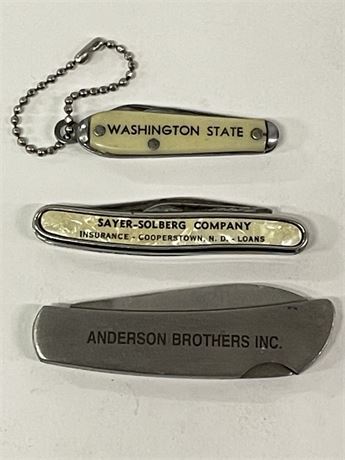 Vintage Advertising Pocket Knife Trio