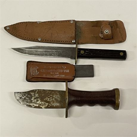 2 - Vintage Hunting Knives & Stone