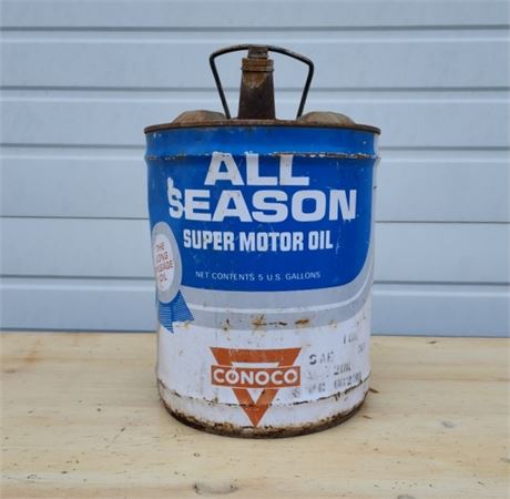 Vintage Conoco All Season 5 Gallon Oil Can